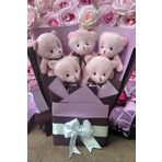 Sole Sevgiliye Özel Pembe - Mor Konsept Romantik Peluş Ayıcık Buketi
