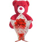 Sole Sevimli 35 cm Peluş Ayı ile Premium Yumoş Kırmızı Peluş Ayıcık Buketi