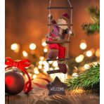 SOLE Yılbaşı Süsü Ahşap Merdivenli Noel Baba Figür Büyük Boy 40 cm - Merdiven ile 78 cm