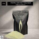 Solea Inci Tozu Mum 1 kg Pastel Sarı - Vanilya Kokulu (20 Adet Fitil Hediyeli)