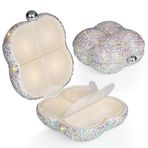 Soleebee Elmas hap kutusu, Bling küçük tablet kutusu, 7 gün, taşınabilir hap kutusu, tabletler, ilaç, vitamin düzenleyici, dış mekan, spor, seyahat, kamp için (AB renk, bulut 7 bölmeli)