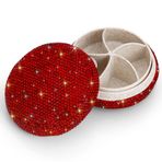 Soleebee Elmas hap kutusu, Bling küçük tablet kutusu, 7 gün, taşınabilir hap kutusu, tabletler, ilaç, vitamin düzenleyici, dış mekan, spor, seyahat, kamp için (kırmızı, 5 bölmeli)