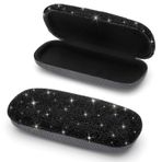 Soleebee Gözlük kılıfı sert kılıf, Bling Strass sert kabuklu gözlük kutusu gözlük kutusu taşınabilir gözlük düzenleyici seyahat gözlük kutusu kadınlar için gözlük saklama güneş gözlüğü, Siyah, M