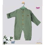 solemia % 100 Organik Pamuklu Müslin Bebek Tulumu - Eoko-Tex Sertifikalı - Yeşil - 9 - 12 Ay