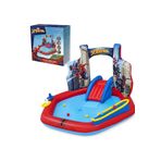 Solemia 98793 Lisanslı Spiderman Temalı Kaydıraklı Fıskiyeli AquaPark Şişme Eğlence Havuzu, 211x206x