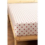 Soley Hearts Çift Kişilik Düz Çarşaf, 240x260, Kırmızı