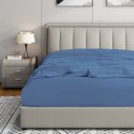 Soley | Jersey | Doğal Pamuklu Tek Kişilik 100 x 200 Lastikli Çarşaf - İndigo Mavisi - 100 x 200 cm
