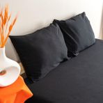 Soley | Jersey | Pamuk Premium 2'li Yastık Kılıfı Seti - Siyah - 50 x 70 cm