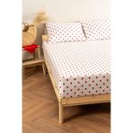 Soley Mix & Match Hearts Kırmızı %100 Pamuk Çift Kişilik Çarşaf Seti