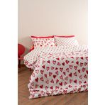 Soley Mix & Match Lover Kırmızı %100 Pamuk Tek Kişilik Nevresim Seti