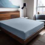 Soley Mix & Match Plain Mavi %100 Pamuk Çift Kişilik 140x200 cm Ranforce Lastikli Çarşaf