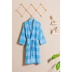 Soley Piano | %100 Pamuk Jakarlı Unisex Bornoz - Mavi