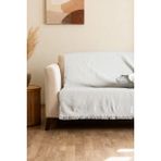 Soley Serge | Jakarlı Saçaklı Koltuk Örtüsü | 170X205 cm - 170 x 205 cm - Ekru
