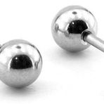 Solfera Gümüş Renkli Top Uçlu Vidalı Bar Piercing Kadın Erkek Küpe ER046
