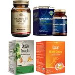 Solgar D3 Vitamini 100 Kapsül + Nutraxin Magnezyum 60 T.+Ocean Propolis Sprey 20 Ml+C Vitamini 30 Tablet