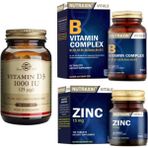 Solgar D3 Vitamini 100 Yumuşak Kapsül+Nutraxin B Vitamin Complex 60 Tablet+Zinc 15 Mg 100 Tablet