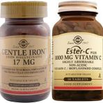 Solgar Gentle Iron 17MG 90 Kapsül +Solgar Ester-C Plus 1000MG 30 Tablet - Aromasız