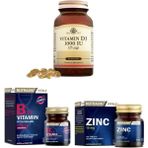 Solgar Vitamin D3 1000 Iu 100 Kapsül + Nutraxin Vitamin B12 60 Dilaltı Tablet + Zinc Sulphate 100 Tablet - Aromasız