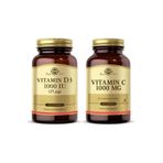 Solgar Vitamin D3 1000 IU 100 Tablet + Solgar Vitamin C 1000 mg 90 Tablet