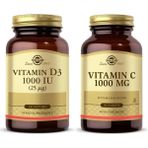 Solgar Vitamin D3 1000IU 100 Kapsül + Vitamin C 1000 Mg 90 Tablet - Aromasız