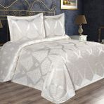 Solinas Collection Classy Krem Çift Kişilik Pano Şönil Pike Yatak Örtüsü - 250 x 260 cm