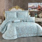 Solinas Collection Elegante Rosalina Mavi - Vizon Çift Kişilik Çeyizlik Yatak Örtüsü - 270 x 260 cm