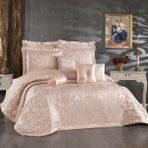 Solinas Collection Eliz Pembe - Gümüş Simli Çeyizlik Çift Kişilik Yatak Örtüsü - 270 x 260 cm