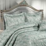 Solinas Collection Flora Krem - Mint Çeyizlik Çift Kişilik Yatak Örtüsü - Mint - Krem Rengi - 270 x 260 cm