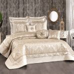 Solinas Collection Helena Krem – Vizon Gold Simli Çift Kişilik Çeyizlik Yatak Örtüsü - 270 x 260 cm
