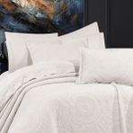 Solinas Collection Madalyon Krem 9 Parça Pamuklu Çift Kişilik Yatak Örtüsü ve %100 Pamuk Nevresim Takımı - 250 x 260 cm