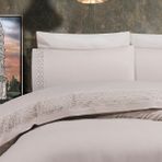 Solinas Collection Madalyon Vizon Dantelli Pamuk Çift Kişilik Nevresim Takımı - 200 x 220 cm