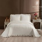 Solinas Collection Miranda Pamuklu Krem King Size Yatak Örtüsü - 270 x 260 cm