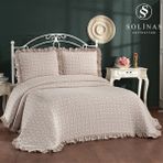Solinas Collection Miranda Pamuklu Vizon – Krem King Size Yatak Örtüsü - 270 x 260 cm