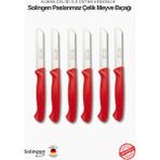 Solingen Profesyonel Kırmızı Meyve Bıçağı Ultra Keskin Paslanmaz Çelik Mutfak Bıçağı 6'lı Set