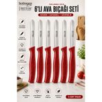 Solingen Ritter 6 Adet Paslanmaz Çelik Meyve Bıçağı Seti Kirmizi Ergonomik Saplı Keskin Mutfak Bıçağı