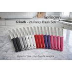 Solingen Simli Karışık Renk 24 Parça Bıçak Seti (Siyah-Gri-Kırmızı-Mor-Pembe-Beyaz) - Çok Renkli