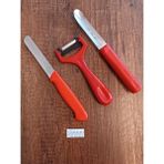 Solingen Tırtıklı Ava Doğrama Bıçağı , Soyacak ve Kabak /patlıcan Oyacağı (3lü Set) - Kırmızı