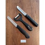 Solingen Tırtıklı Ava Doğrama Bıçağı , Soyacak ve Kabak /patlıcan Oyacağı (3lü Set) - Siyah