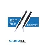 SolinpaTech 2'li Hassas Antistatik Cımbız Seti – Karbon Fiber Uçlu Esd-11 & Esd-15