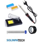Solinpatech 60W Profesyonel Yüksek Sıcaklığa Dayanıklı Resistörlü Kalem Havya Pasta Stand Lehim Bant - Siyah