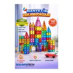 SolinpaTech Arabalı 110 Parça 7.5 cm Büyük Boy Manyetik Blok Seti | Güçlü Mıknatıslı Zeka Geliştirici Eğitici Oyuncak
