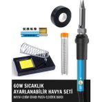 Solinpatech ST-60 60W Sıcaklık Ayarlanabilir Havya Lehim Makinesi Bant, Pasta, Lehim ve Stand - 1 Adet