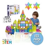 Solira Store - 123 Parça 7,5 cm Manyetik Yapı Blokları Seti – Arabalı, Güçlü Mıknatıslı, STEM Eğitici Renkli Oyuncak