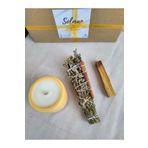 Solman Sandal Ağacı & Ylang Ylang Kokulu Soya Mum Palo Santo Ağaç Tütsü Adaçayı Lavanta Üzerlik Tütsüsü Set