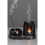Solman Seramik Palo Santo Reçine ve Çubuk Tütsülük Seti Meditasyon & Aromaterapi Dekoru Siyah Mermer Tabak