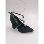 Solmaz Ermod 1407 Siyah Saten Taşlı Topuklu Stiletto - 010-Siyah