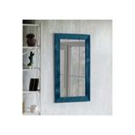 solmaz mobilya Dogal Ağaç Duvar Aynası Mavi Renk Eskitme Ayna 100x60 Cm Ebatında