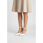 Solmaz Solly Bilekten Bağlı Beyaz Kadın Topuklu Ayakkabı