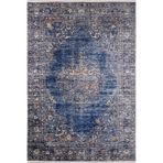 Solnecnogorsk Mavi Vintage Modern Geometrik Etnik Desenli Boho Makinada Yıkanabilir Hav Toz Vermez Leke Tutmaz Kaymaz Taban Dijital Makine Baskı Halı Oturma Odası Salon Yolluk Koridor Mutfak Halısı
