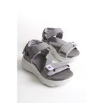 Solo Bag Kadın Gri Dolgu Topuk Ortopedik Rahat Taban Cırtlı Ayarlanabilir Günlük Şık Spor Sandalet